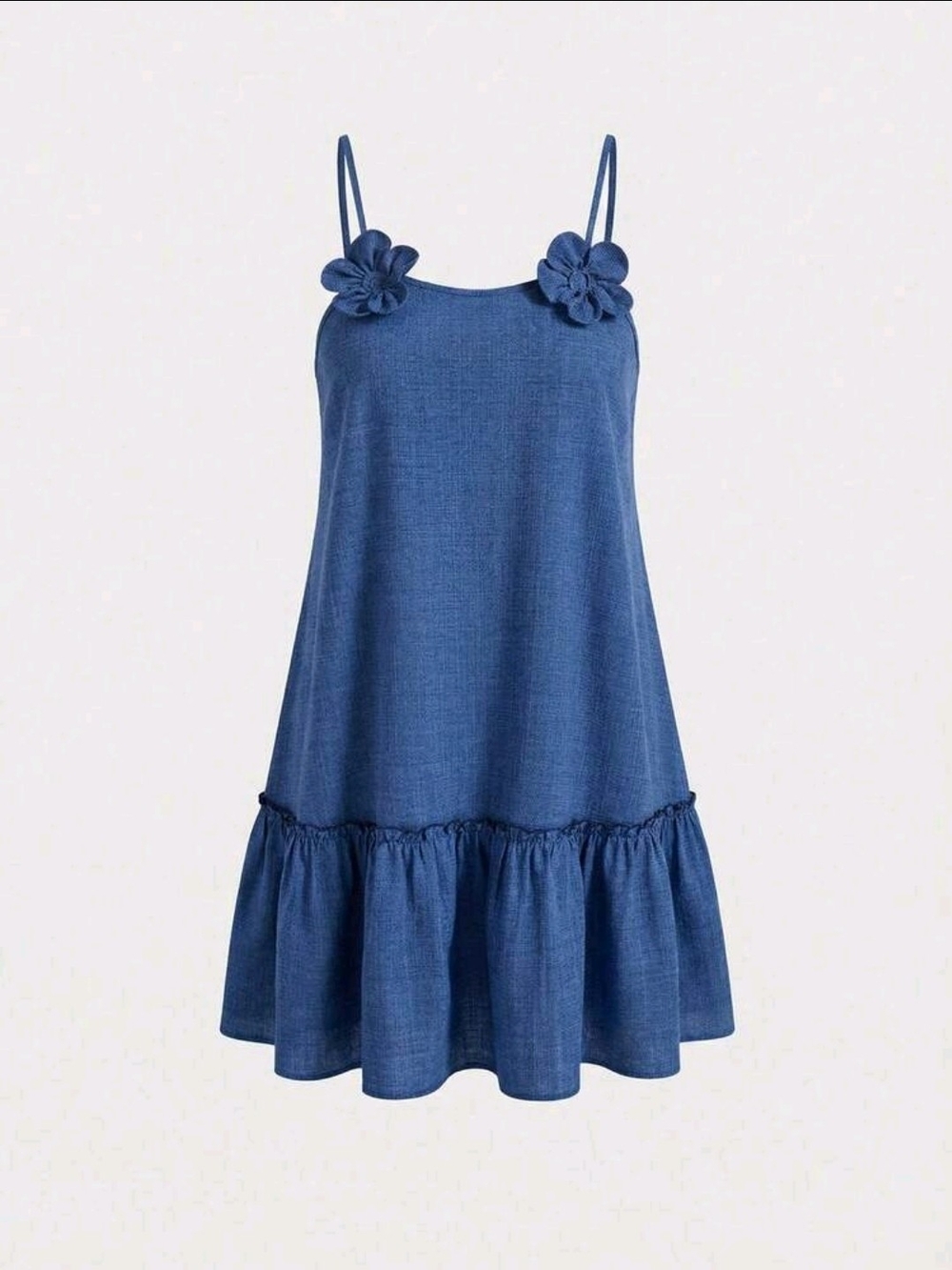 Blue Denim Floral-Strap Sundress